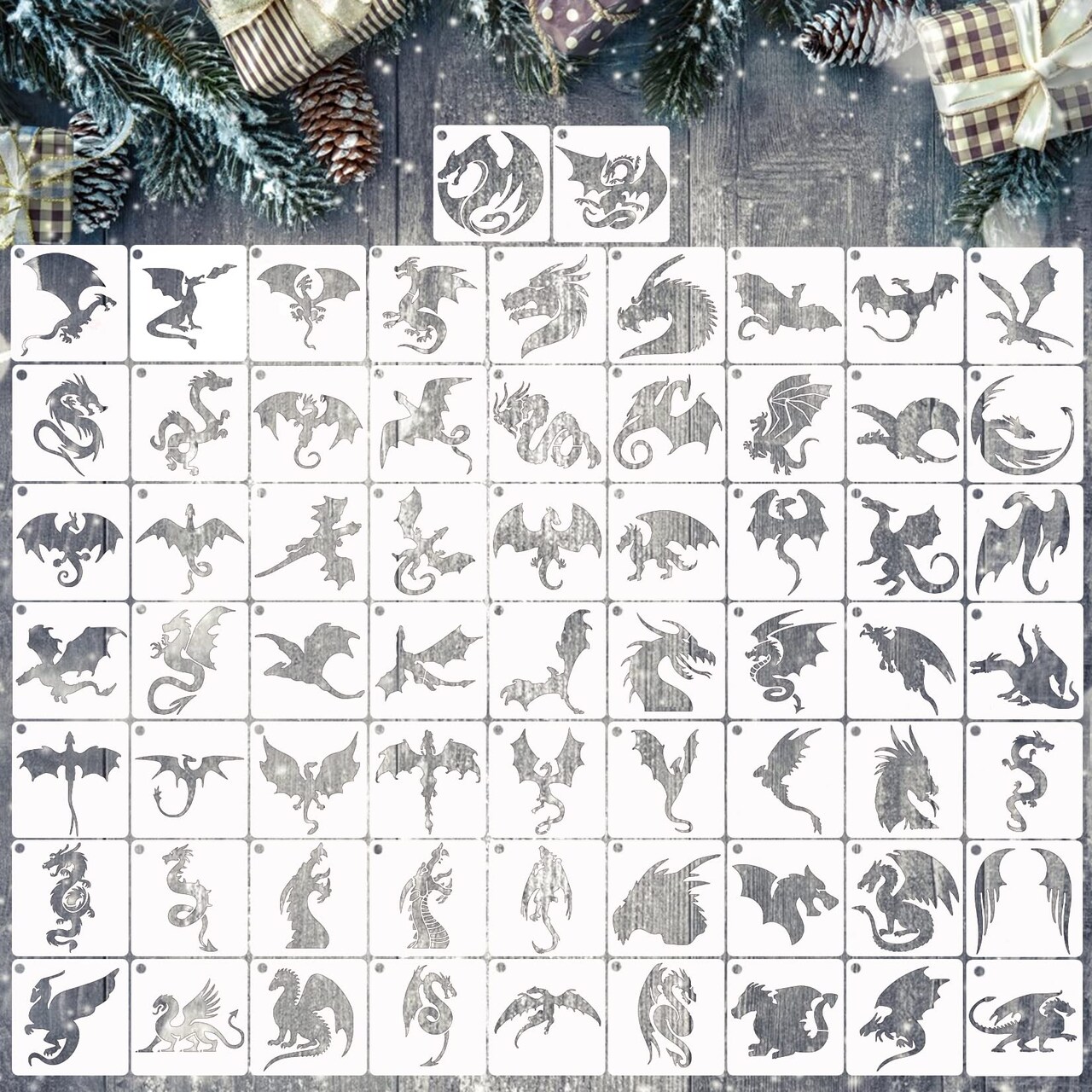 Small Stencils for Painting on Wood Reusable, 3 Inch Reusable Stencil for Craft Ornament Paint Template Stencils for Wall Card Rock Wood Signs Coasters Canvas Home Decor (Dragon)